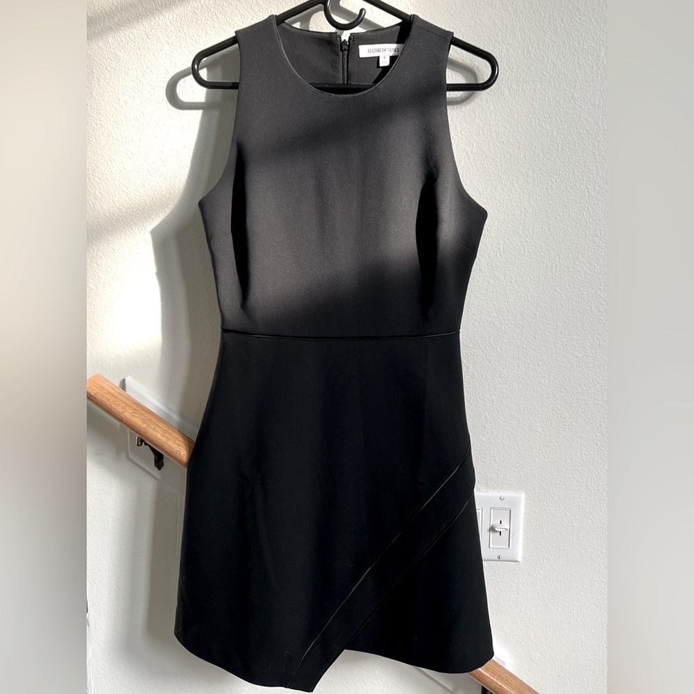 Elizabeth and James Black Asymmetrical Halter Cocktail Dress